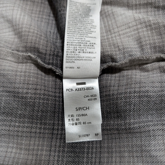 Levis Dylan Western Shirt Womens Small Relaxed Fit Gray Plaid Flannel Pearl Snap - Picture 8 of 10